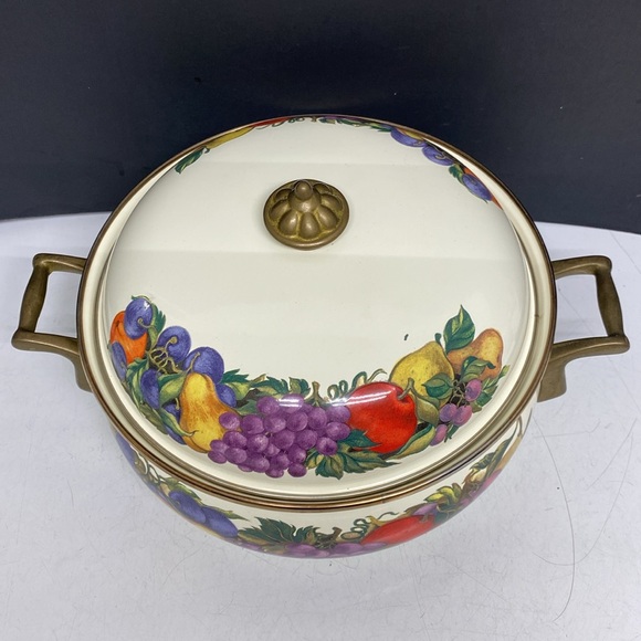 Fissler Asta Lincoware Casserole Dish Cornucopia Fruit Enamelware Dutch Oven - Picture 3 of 17